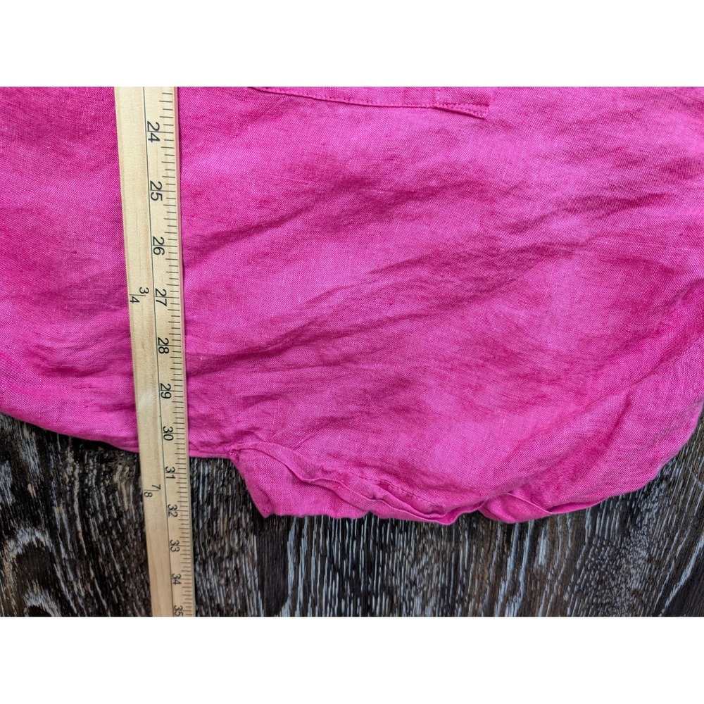 Charter Club 4X Pink Linen Cotton Button Up Tie Front Dolman Sleeve Top Relaxed - Picture 4 of 5